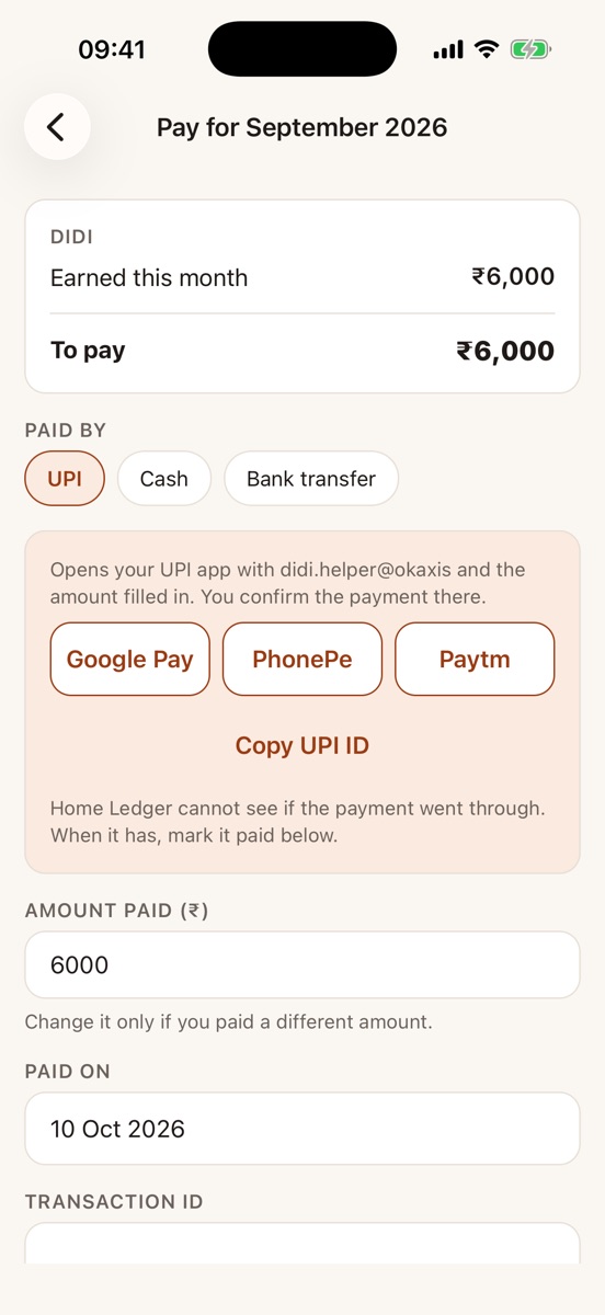 The pay screen: to pay ₹6,000, with buttons for Google Pay, PhonePe and Paytm.